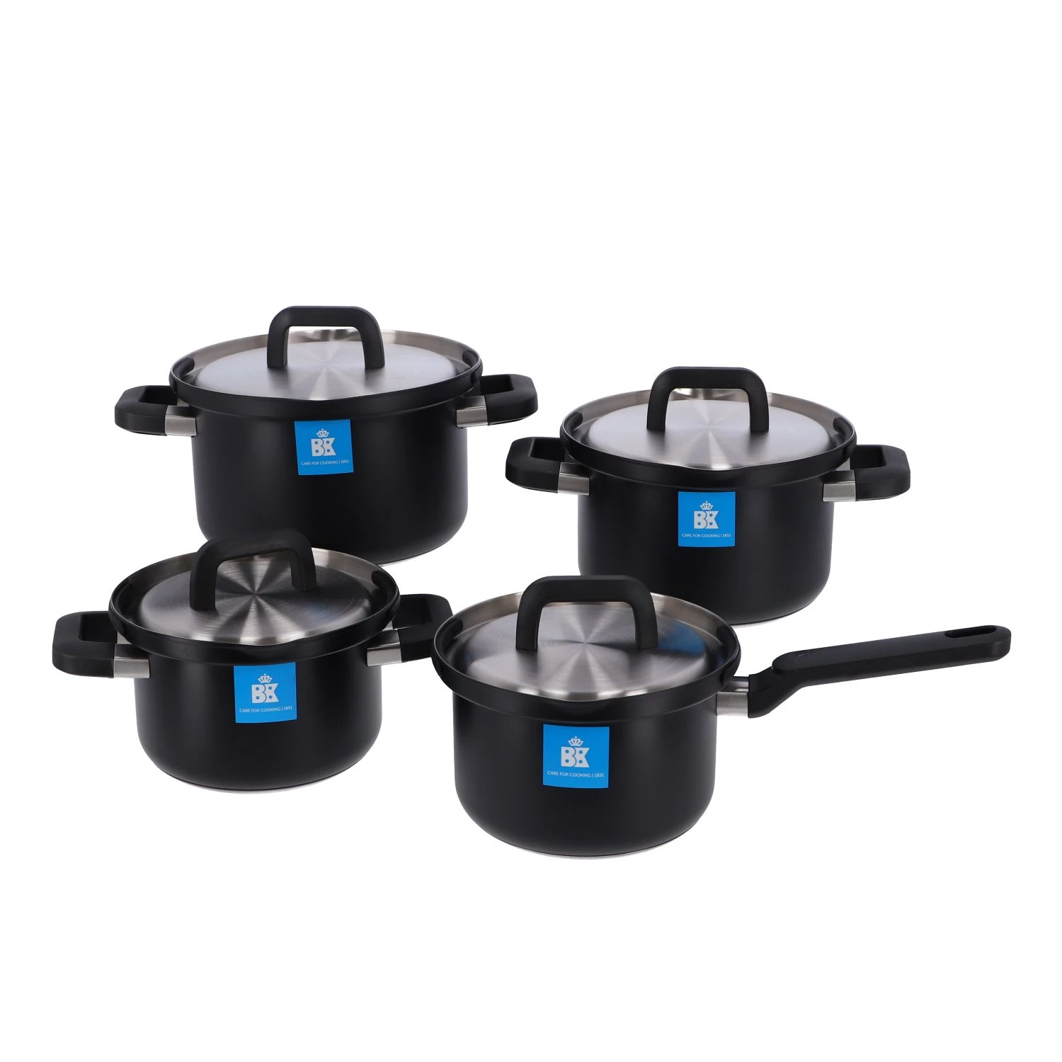 BK Flow Cool Black RVS Pannenset 4-delig 1 BK Flow Cool Black RVS Pannenset 4-delig